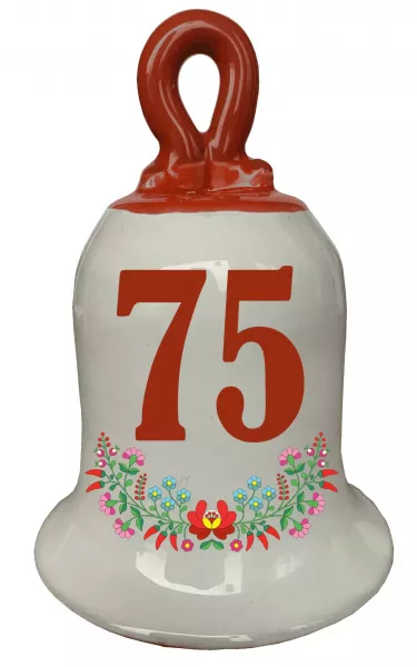 Zvonček k narodeninám s číslom 75 Červená