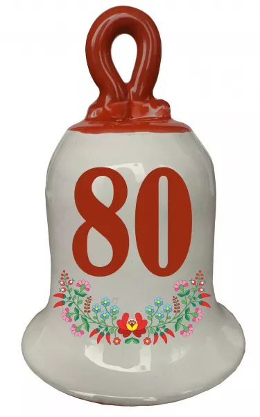 Zvonček k narodeninám s číslom 80 Červená